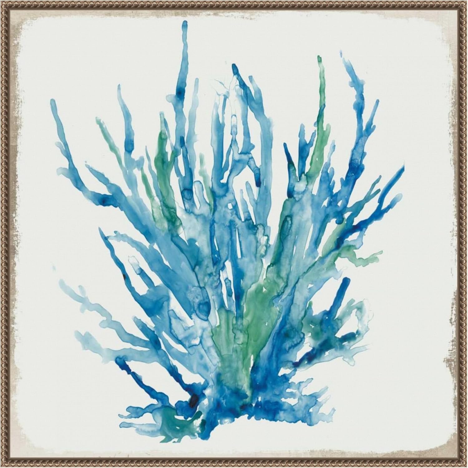 Amanti Art Framed Canvas Wall Art 30x30 Blue Coral II by Aimee Wilson, Framed Wall Art Canvas, Abstract Artwork, Traditional Decor, Large Poster Painting for Living Room, Bedroom, Bathroom, Kitchen,