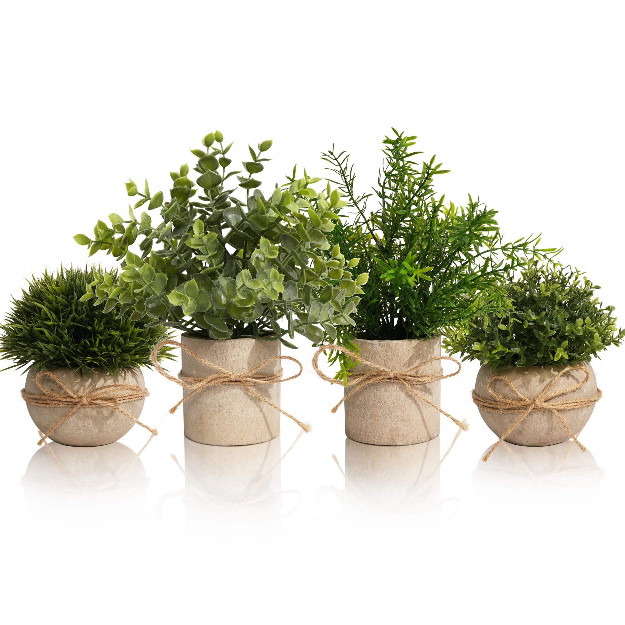 YVONNEYI 4 Stück Kunstpflanze für Deko Wohnzimmer, Künstliche Pflanzen wie echt Eukalyptus, Fake Plant für Home Schlafzimmer Badezimmer Küchen Büro Zimmer Fensterbank Zuhause Innen Deko (005, 4 Stück)