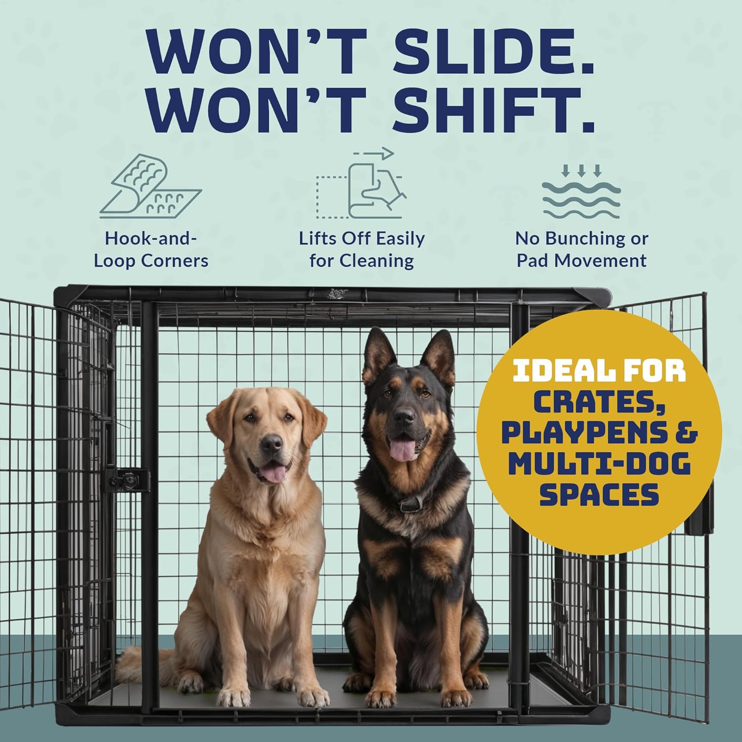 Katziela Quick-Drying Washable Pee Pads for Dogs Waterproof Reusable Puppy Pads with Hook & Loop Corners for Pet Potty Training, Daycare -Machine Washable Dog Pee Pad (34x36, 4, 4 Pack)