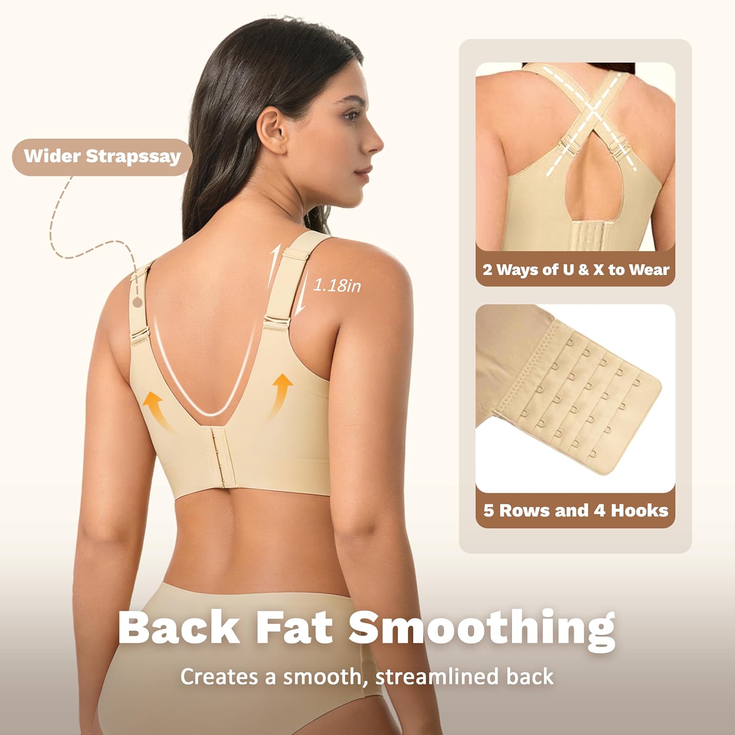 Womens Wireless Bras Push Up Bra Plus Size No Underwire Deep V Bras for Women Full Coverage Back Smoothing Sports Bra
