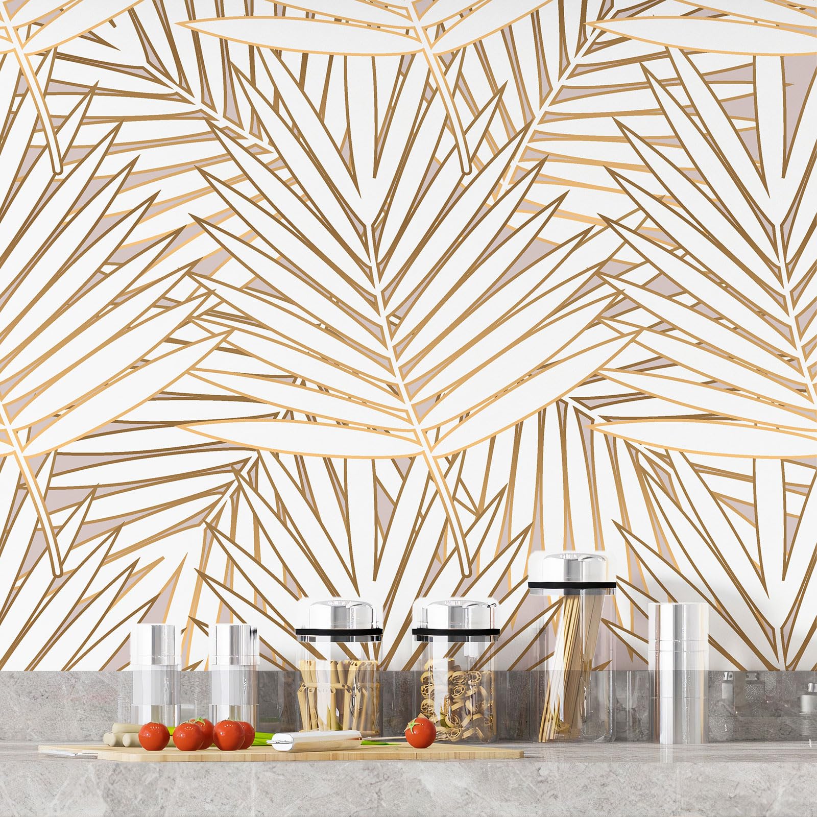Lumaléa - Crédence adhésive sticker pour cuisine Feuilles - Adhésif + Protection MATE - 80x80 cm