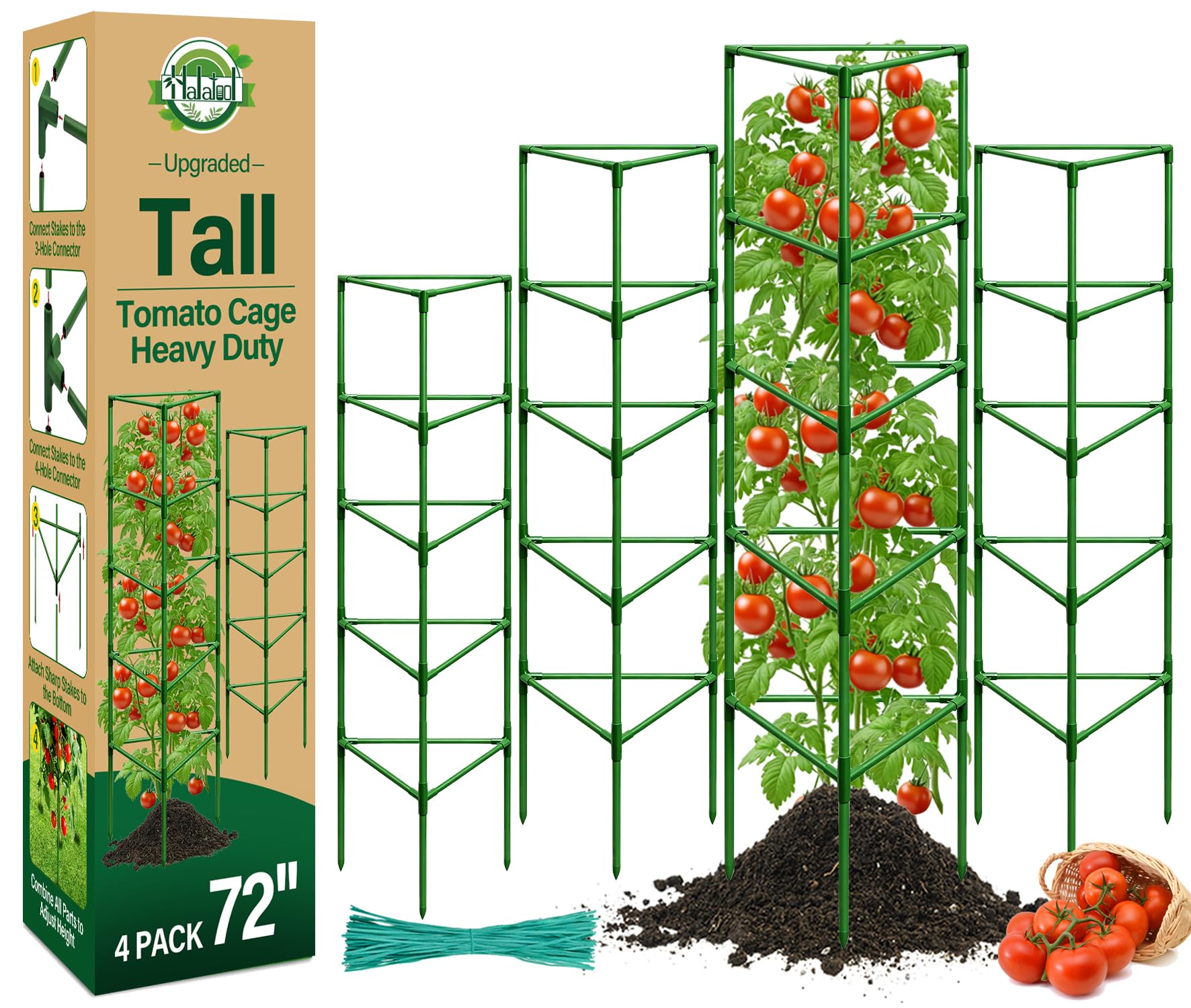 Halatool 72 Inch Tall Tomato Cages Heavy Duty