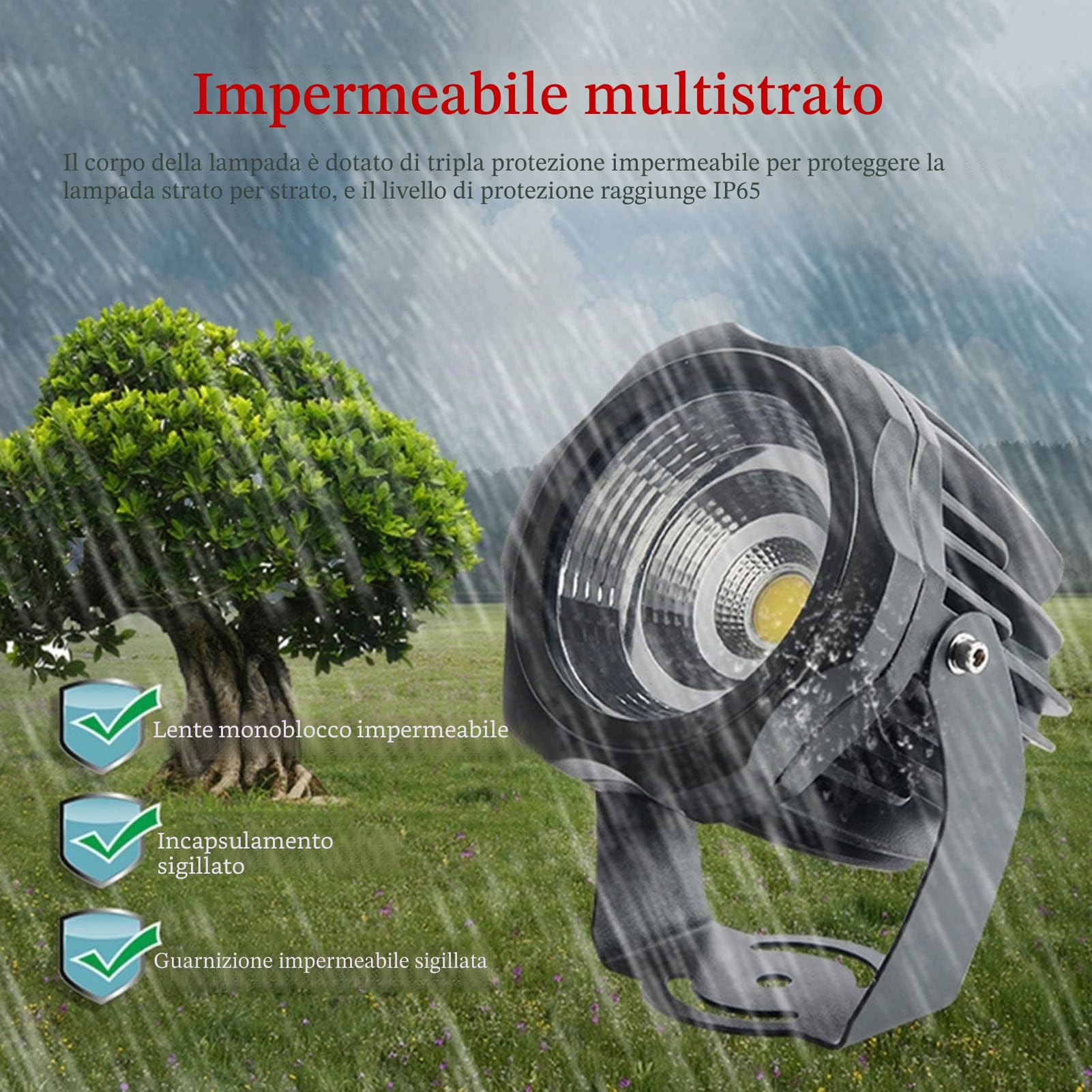 Proiettori A LED A Lungo Raggio - Faretto A Fascio LED Luci, Luci Per Alberi Rotonde COB Da 220V, Proiettore Ad Angolo Regolabile A LED, Per Esterni, Pareti, Pubblicità/insegne/luci Da Prato ( Color :