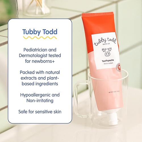 Miniatura 4 de TUBBY TODD Pasta de dientes sin flúor para niños, hecha con xilitol, pasta de dientes segura para bebés, niños pequeños, bebés y niños, 4 onzas,