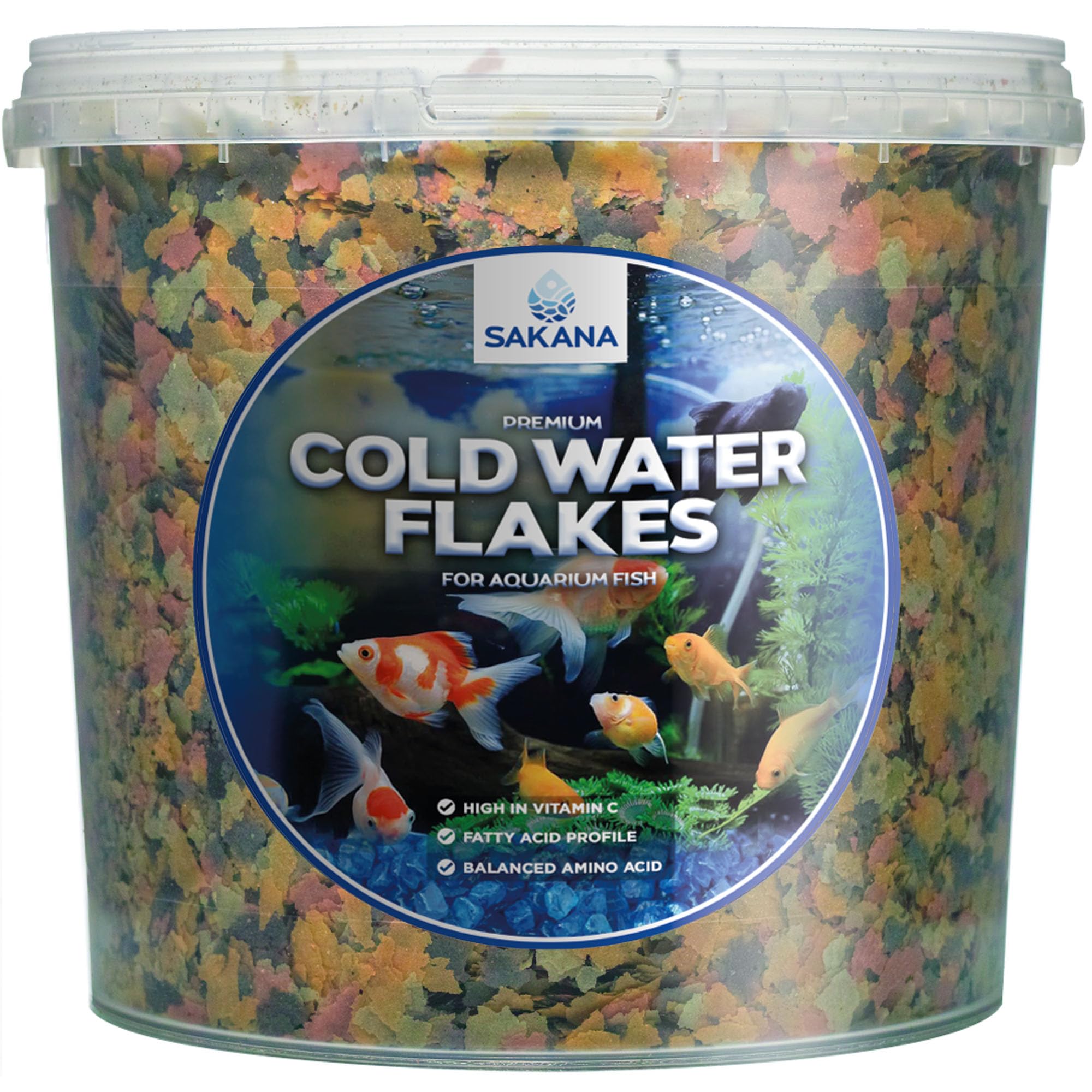 SAKANA Cold Water Flakes | Premium Quality Nutritious Fish Food Mixture | Healthy and Natural Daily Feed for Aquarium Animals | High In Protein, Great Source of Vitamins & Easily Digestible (5L)