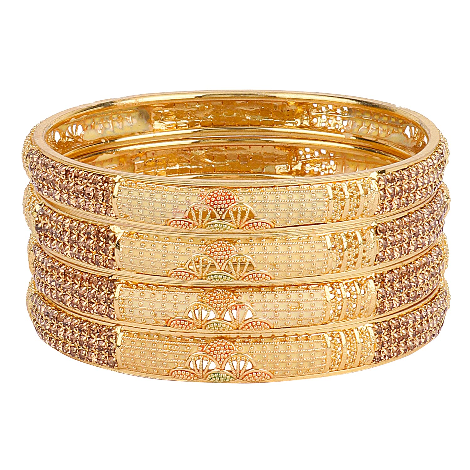 Shining Diva Fashion Set of 4 Latest Traditional Stylish Gold Plated Bangles for Women (Golden) (11630b_2.8) (B09BYY62JC) Amazon Price History, Amazon Price Tracker