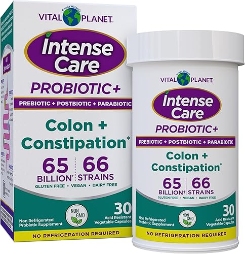 Vital Planet - Probióticos de cuidado intenso para colon y estreñimiento más prebióticos orgánicos, postbióticos, parabióticos, suplemento completo