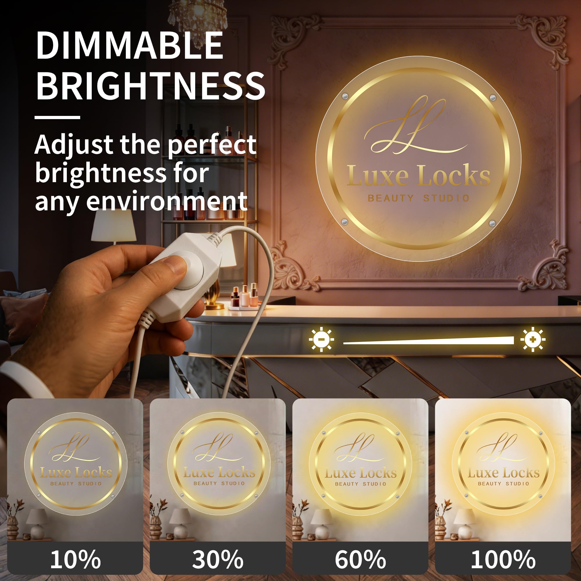 Personalisiertes LED Neon Logo Schild, Dimmbare Personalisierte Neon Leuchtreklame mit Firmenlogo, Neon Schild Personalisiert Logo, Shop, Café, Bar & Büro, Firmenlogo