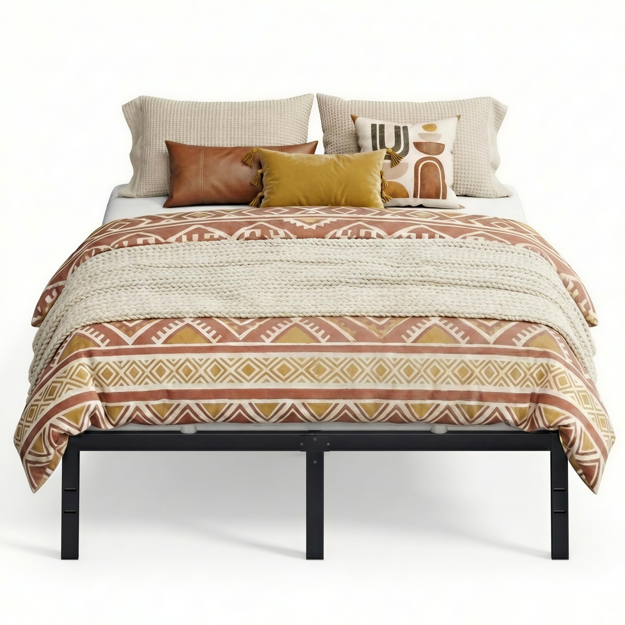 Heavy-Duty Metal Platform Bed with Storage