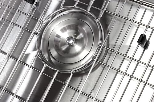 Miniatura 10 de Kingsman ARL-F3619 - Fregadero de cocina de acero inoxidable de 36 pulgadas con diseño de radio cero de calibre 16, paquete prémium