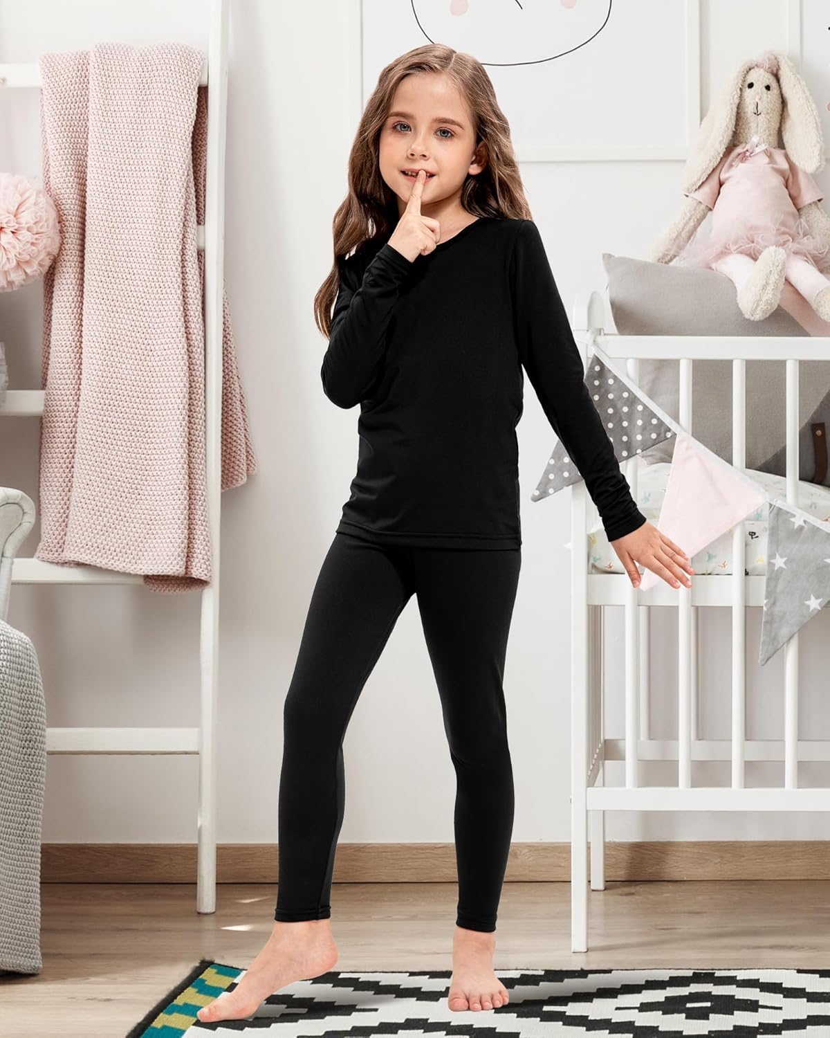 Silkfly 2 Pack Girls Thermal Underwear Set Fleece Lined Thermals Top and Bottom Base Layer for Girls Winter - Image 4