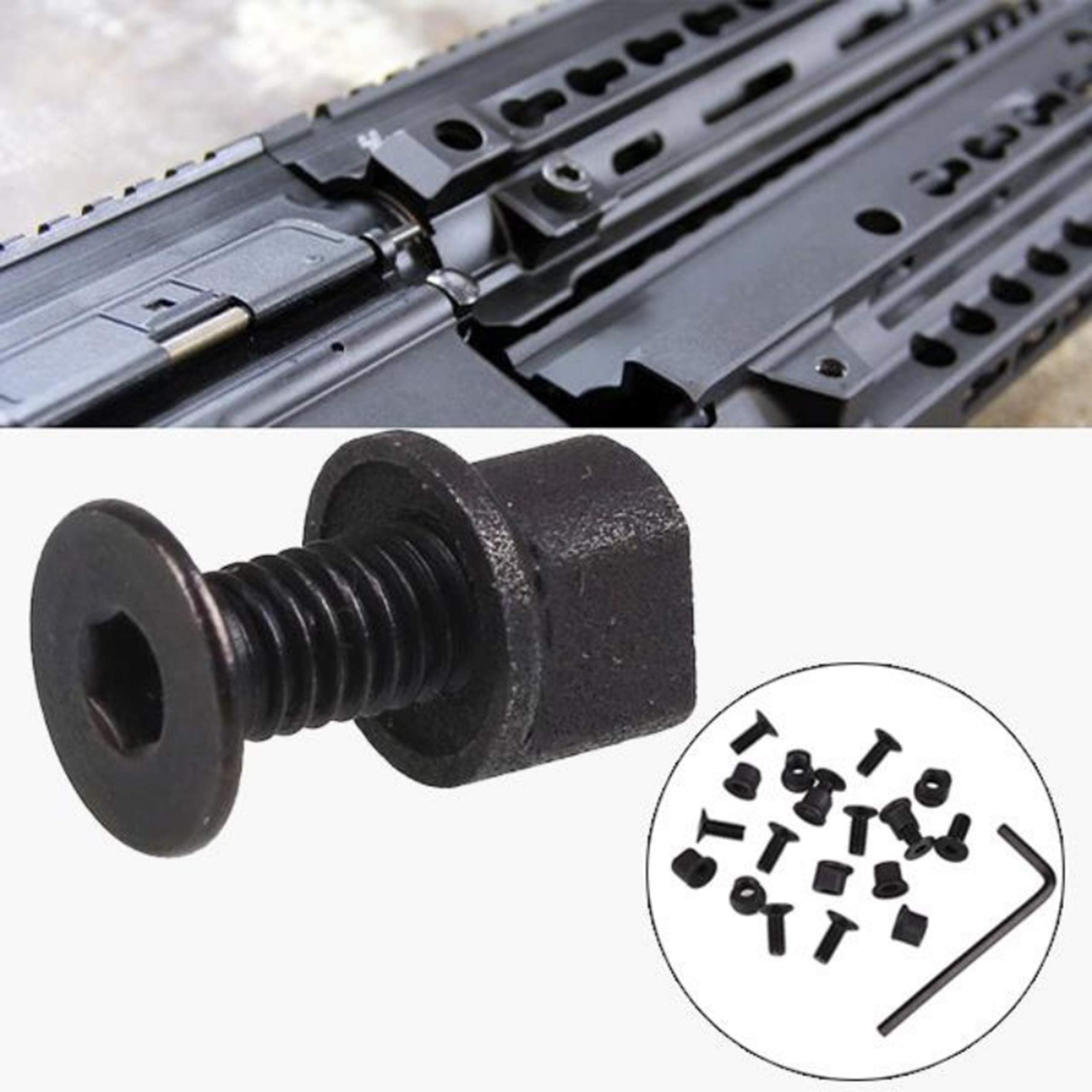 Viti MLOK Set 10 unità + 10 Dadi + Chiave a brugola Kit KeyMod e T-UTS bulloni per Airsoft e Accessori per Fucile Accessori Rail Picatinny e Weaver Armi Tattiche Caccia al mirino
