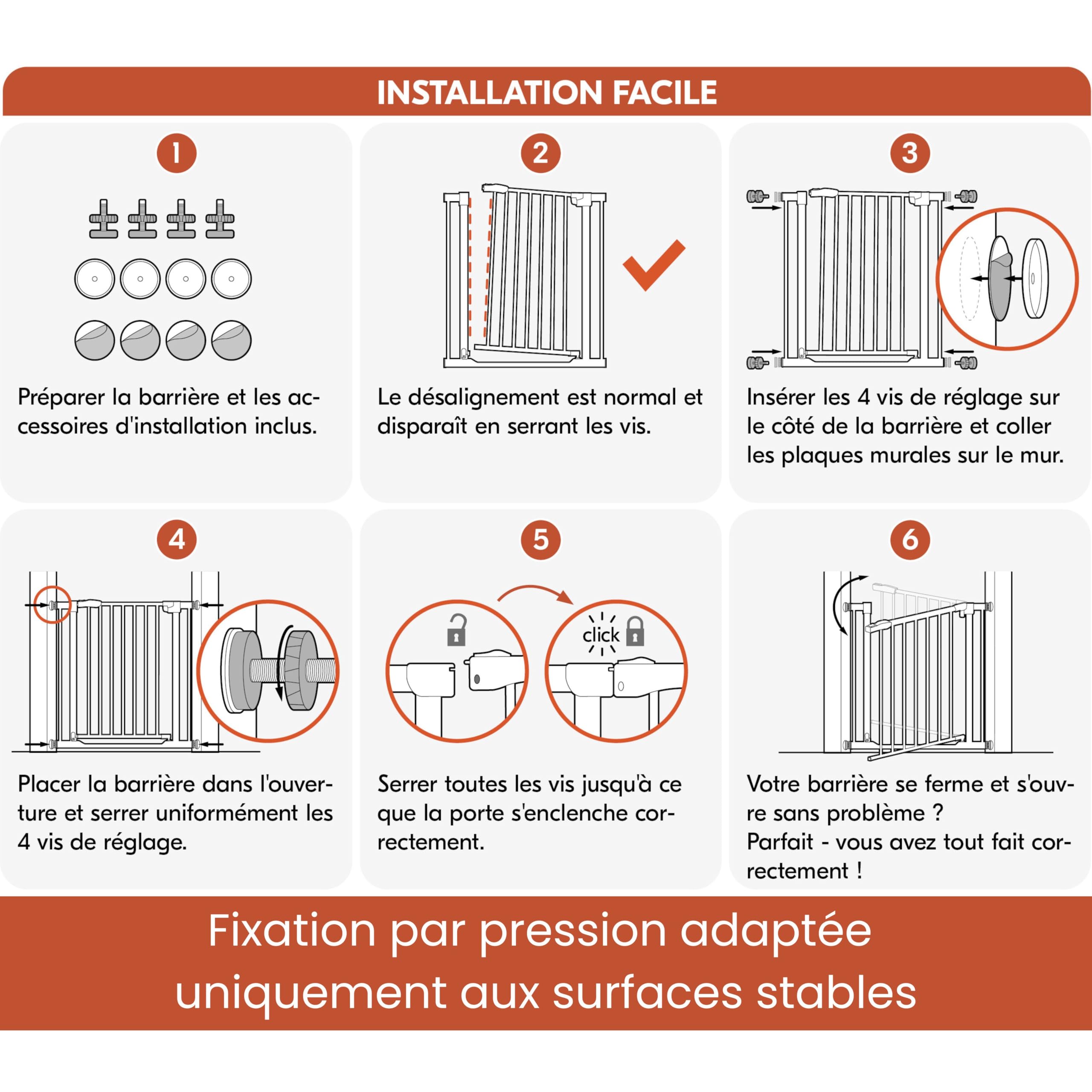 hauck Barriere de Securite Enfant Open N Stop KD avec Extension 21 cm (Largeur 96 à 101 cm), Sans Percage, Fermeture Facile, Ouverture Bilatèrale à 1 Main, Métal - Blanc