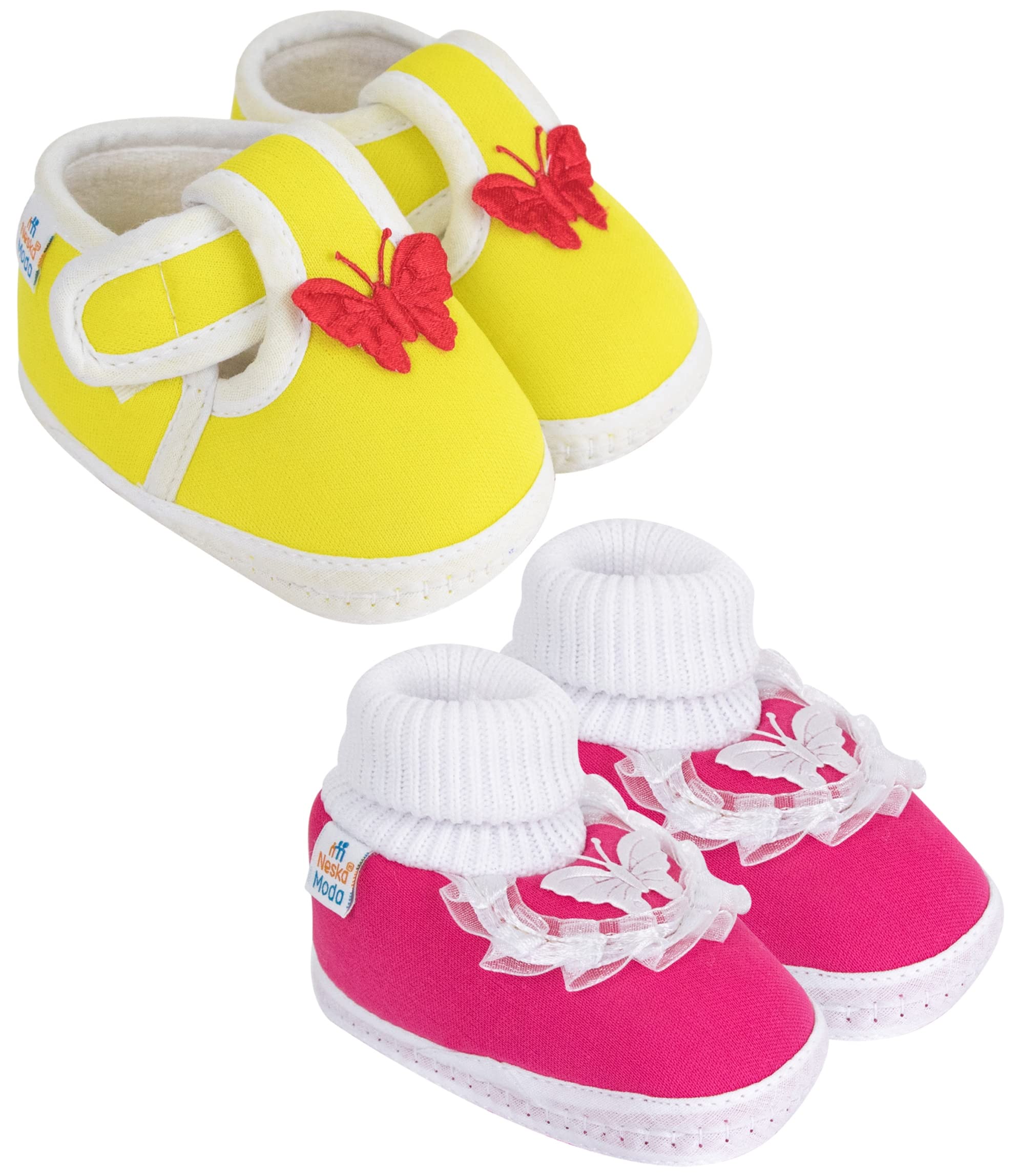 Neska Moda 12 To 18 Months Baby Girls Pack of 2 Pair Cotton Butterfly Frill Booties (Yellow,Pink) -BT1166andBT1171 (B0B33ZQXQP) Amazon Price History, Amazon Price Tracker