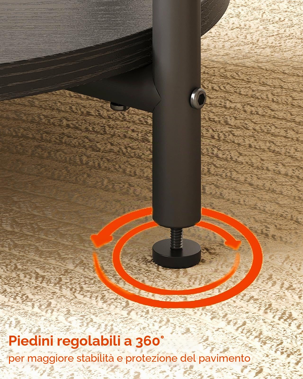 IRONCK Tavolino, Tavolino Rotondo con Multipresa, piccolo tavolino da divano, Tavolino Salotto 2 Ripiani, porta USB e tipo C, Comodino per camera da letto Balcone Patio (Nero, 1 pezzo)