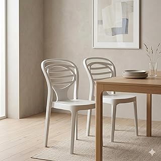 Oaknest Supreme Oak Armless Plastic Dining Chair | Compact & Ergonomic Design for Home, Living Room, Balcony & Outdoor Sea... Price In India