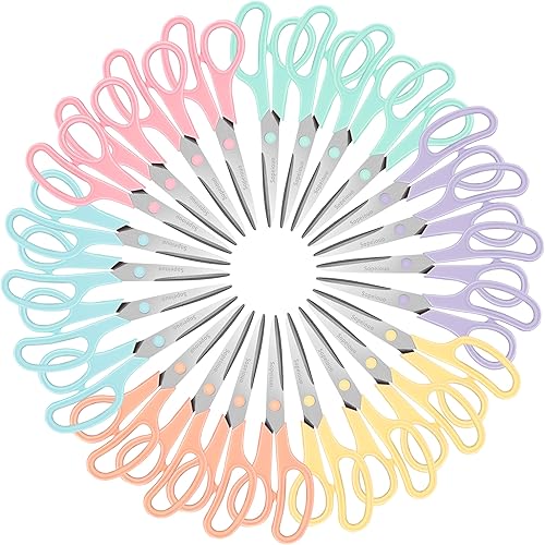 Vista 16 de Juego de 24 tijeras de 8 pulgadas, tijeras multiusos de agarre cómodo, tijeras afiladas para oficina, hogar, escuela, suministros de tela, Paquete