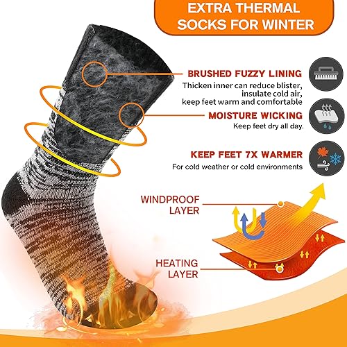 Miniatura 3 de 3 pares de calcetines térmicos cálidos para mujeres y hombres, calcetines de esquí de invierno con aislamiento para botas gruesas para clima frío