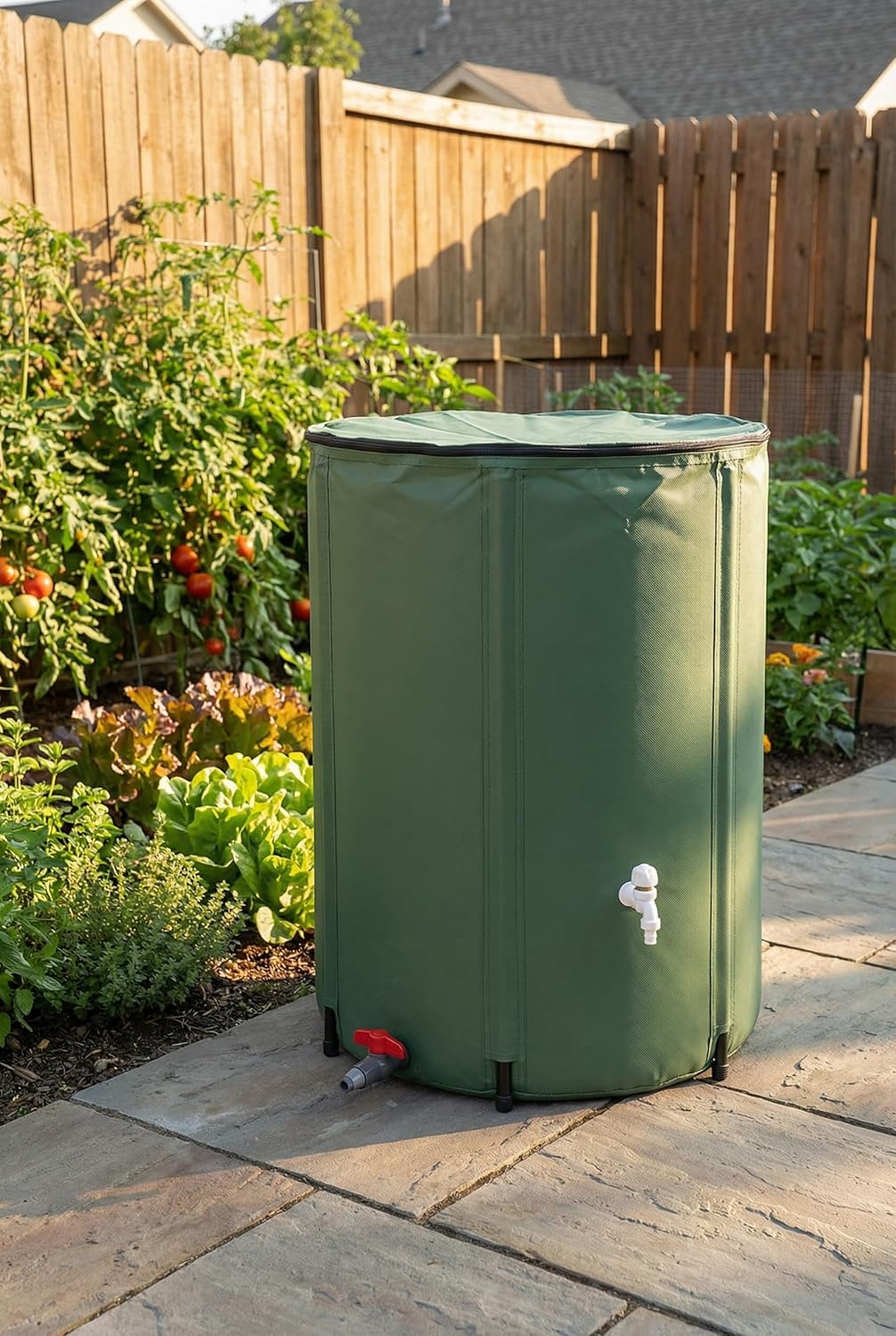 Rain Water Collection Barrel Water Storage Tank with Spigot, Hose and Portable Bucket, Large Plastic Collapsible Rain Catcher Catchment System to Collect Rainwater from Gutter (100Gallon=380L)