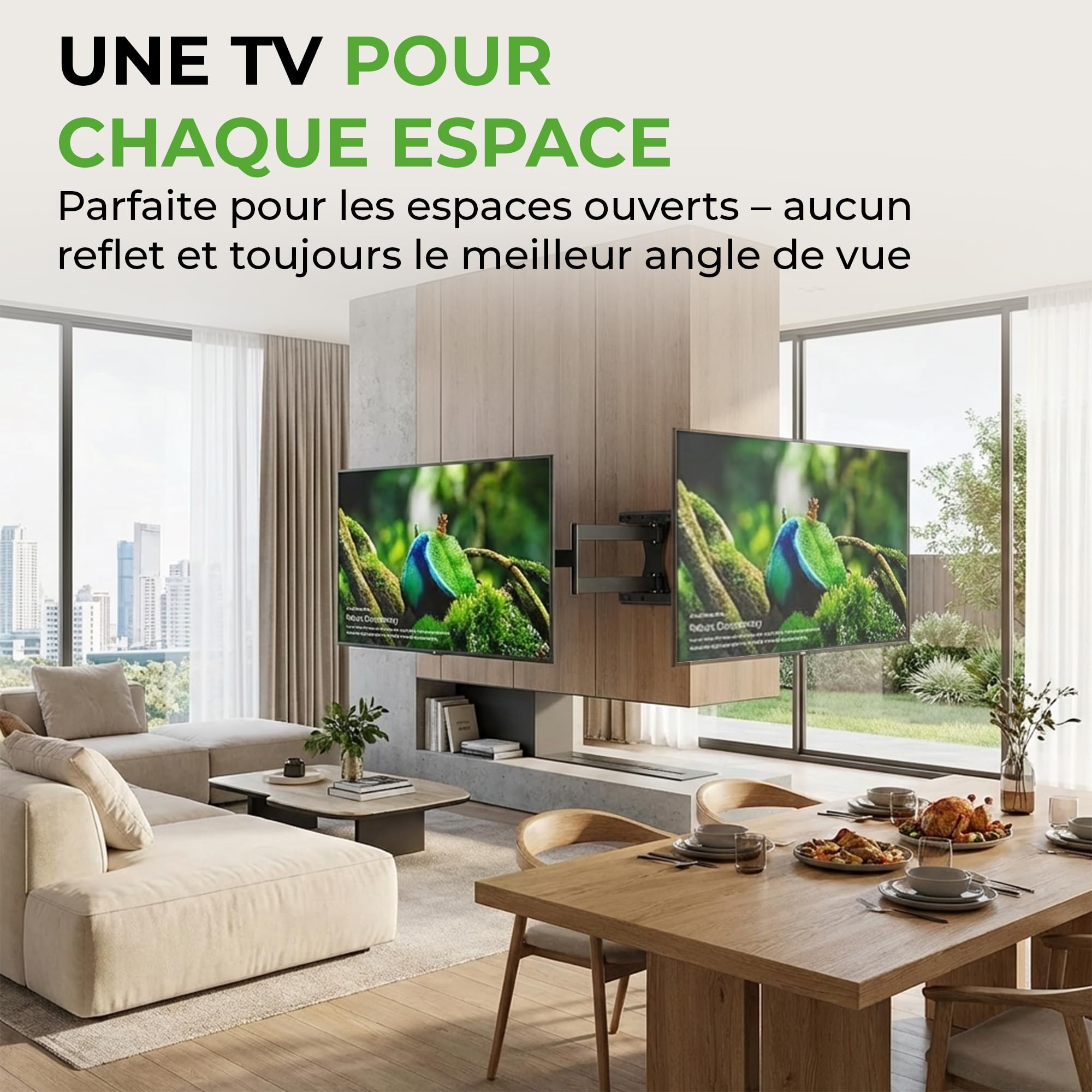 TiTon 120 cm - Support Mural TV - 40 kg - VESA 400x400 - Fixation Murale TV de 42 Pouces à 75 Pouces - Kit Complet d’Installation Inclus