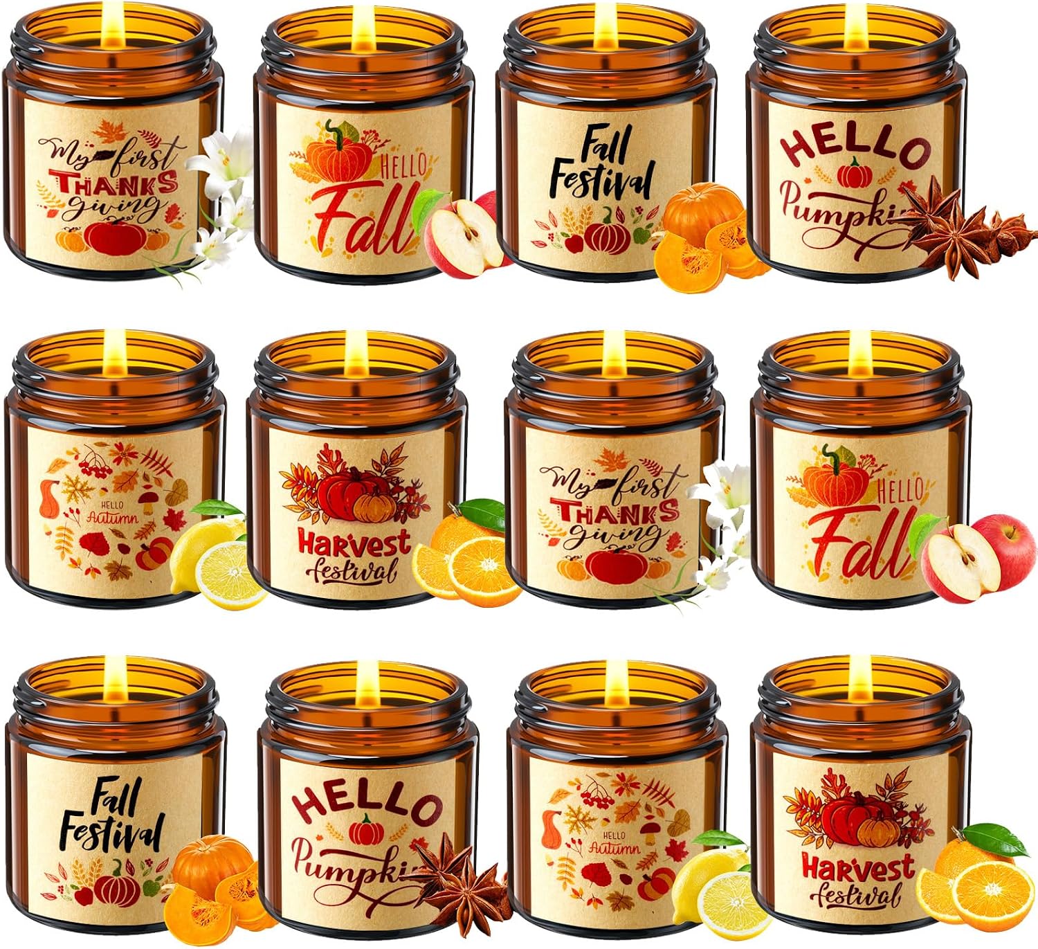 Conelist 24 Pcs Fall Scented Candles Bulk, Mini Soy Candles for Autumn Home
