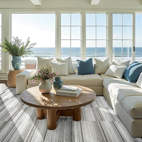 jinchan 8x10 Area Rug Washable Modern Abstract Living Room Rug, Grey