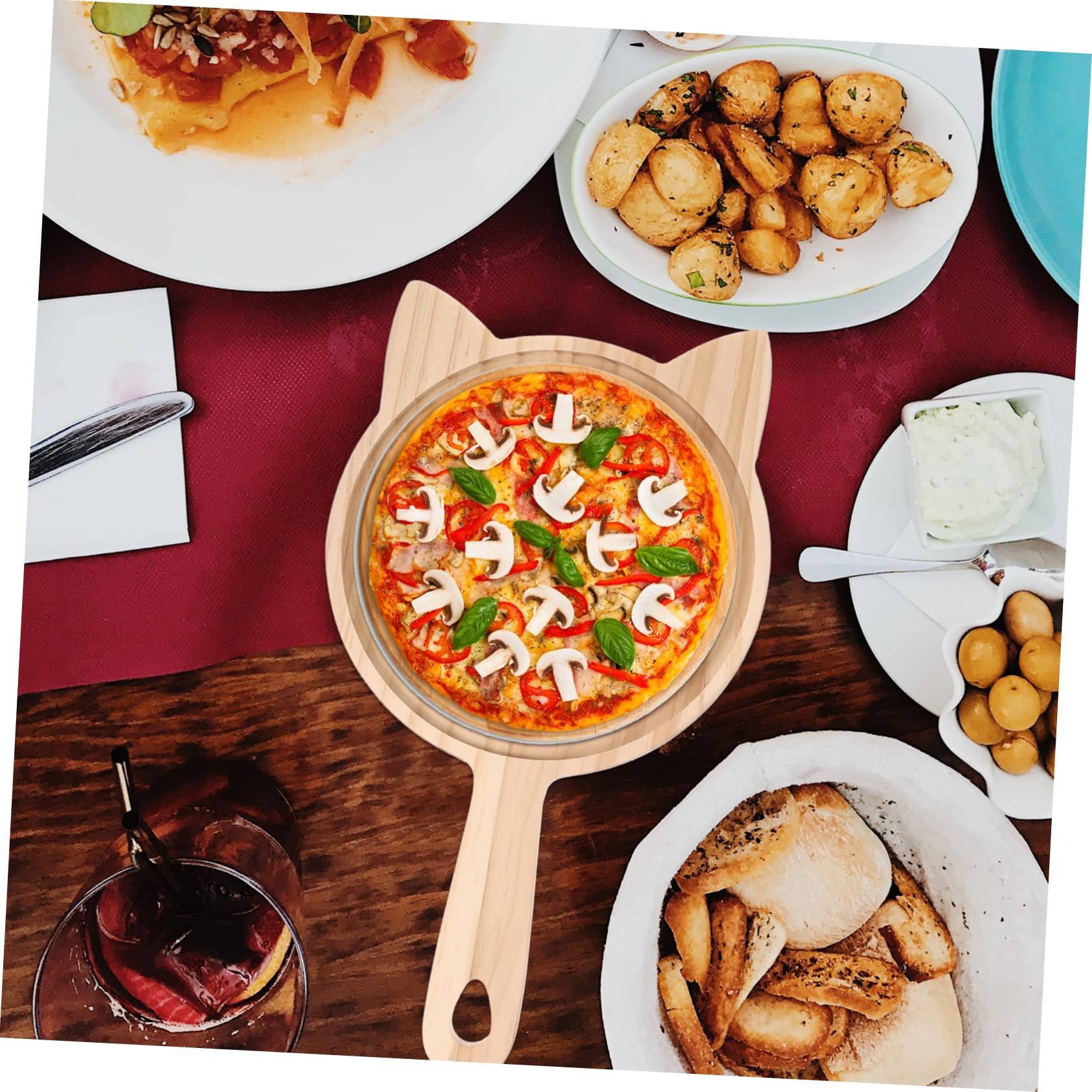 Ciieeo Portable Pizza Board Pizza Peel for Serving Bread Desserts and Snacks for Home Restaurant and Parties Versatile Kitchen Gadget