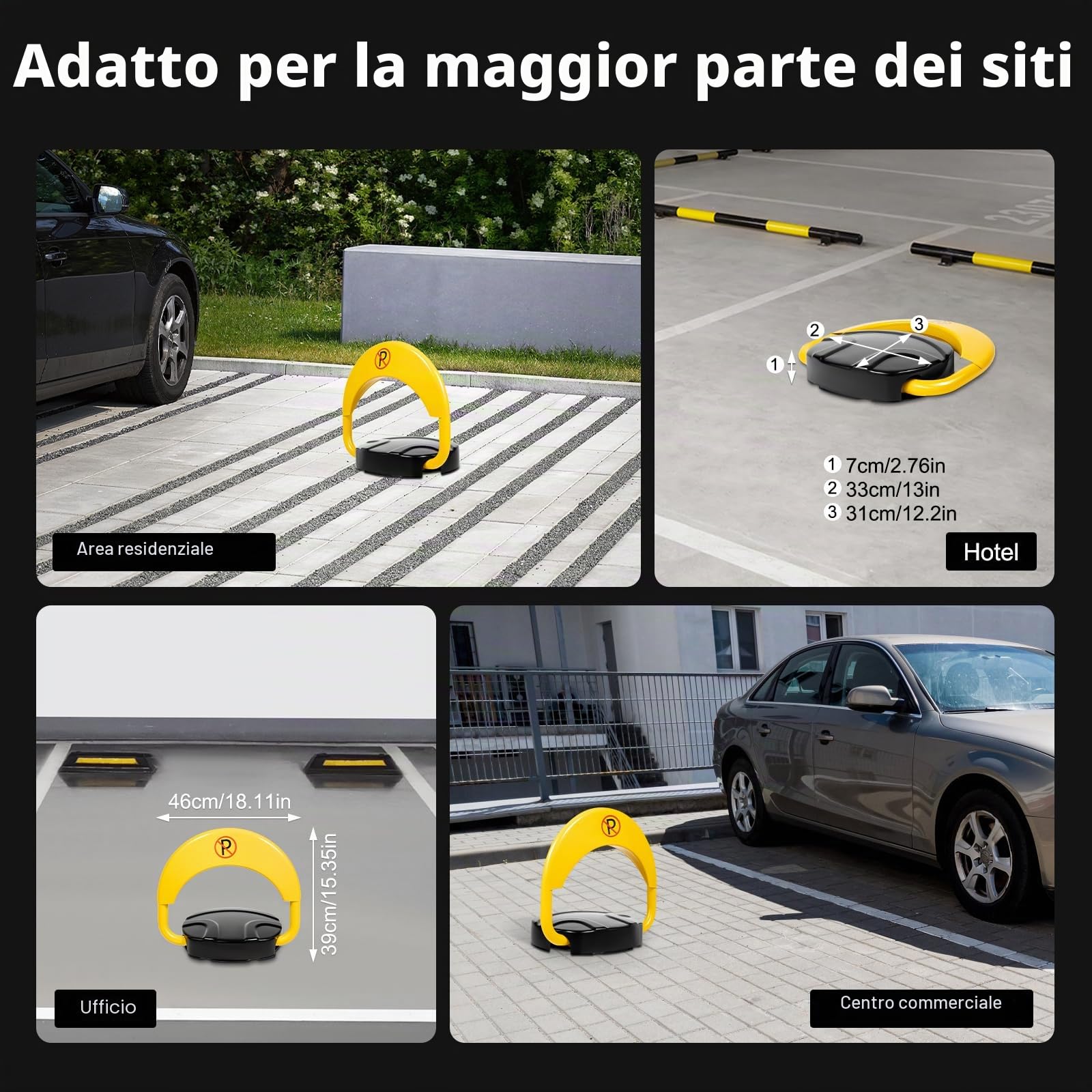 MINRS Blocco per parcheggio, serratura pieghevole con telecomando, blocco privato elettronico per parcheggio con funzione di allarme, paletto elettrico per parcheggio, grado di protezione IP67