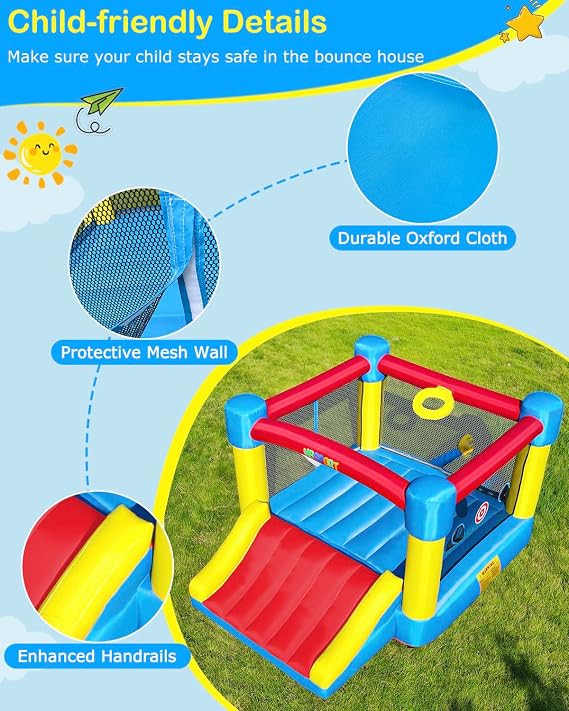 Inflatable Bounce House for Kids Ages 3-8 - Largest 6.7'x8.4' Jump Zone, Big Kids Bouncer Castle with Slide | Blower Included | Backyard Party & Birthday Gift