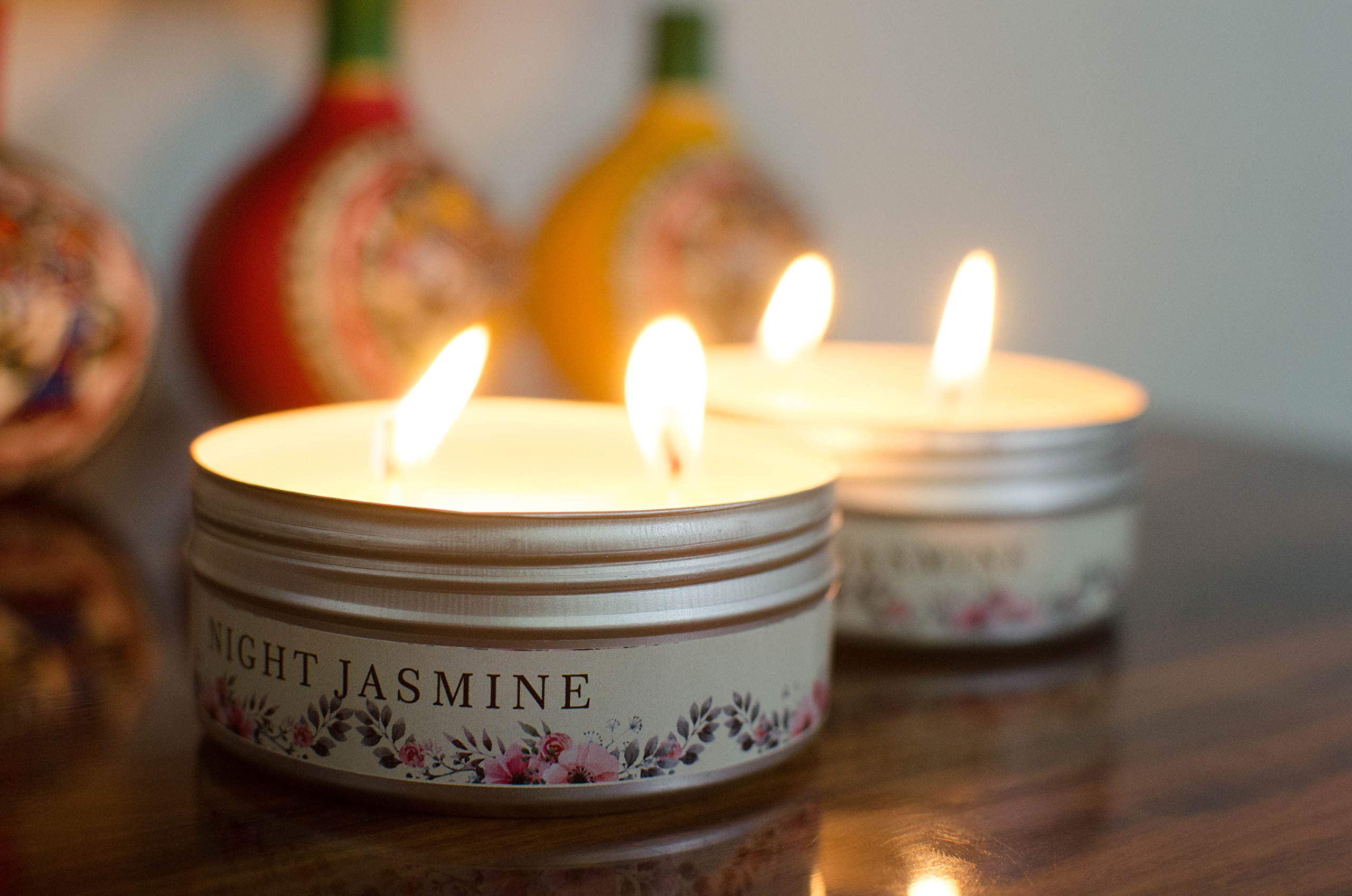 Auradecor Set of 2 Double Wick Candle Burning Time 25 Hours, Night Jasmine Net Weight 140 GMS Each