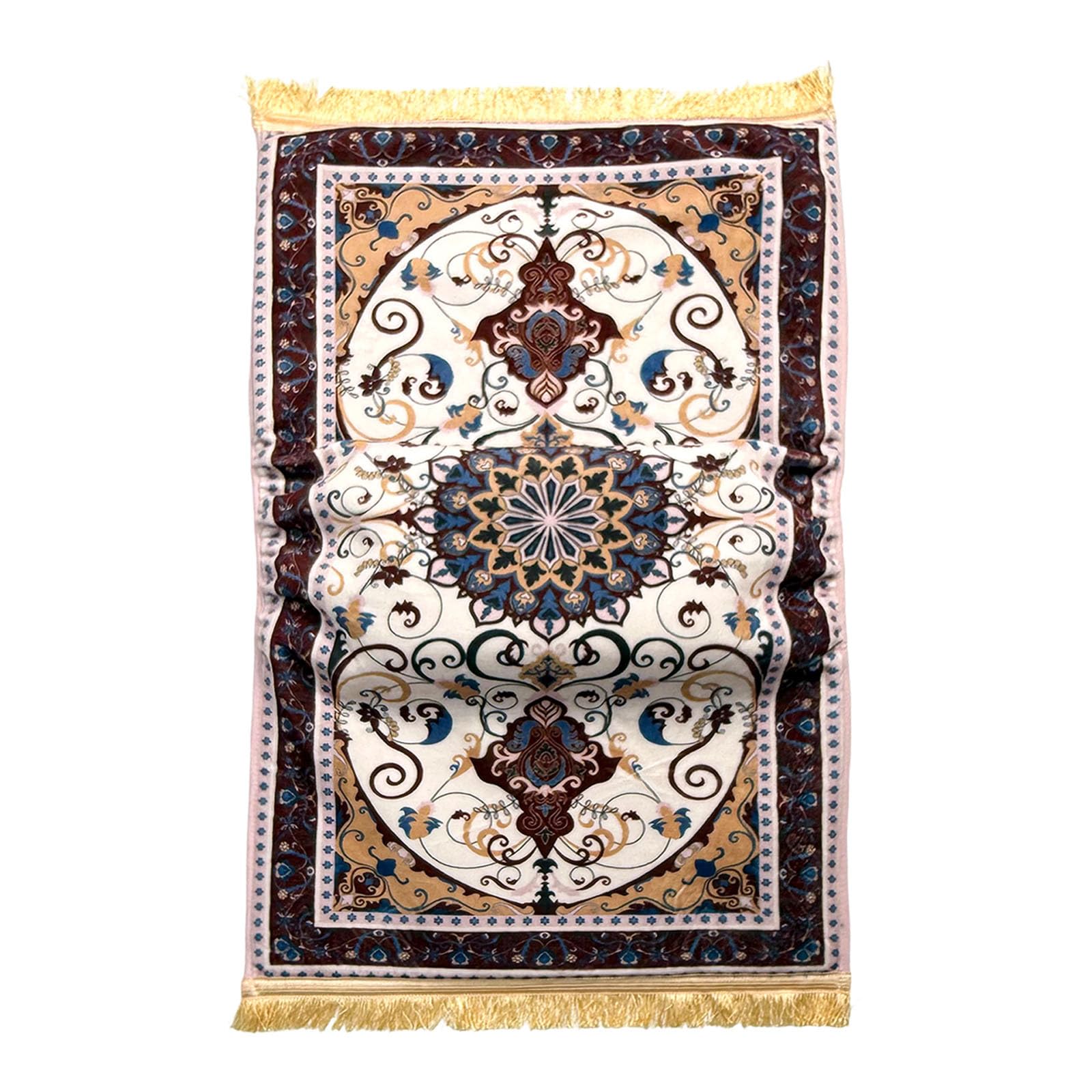 Tapis de prière Janamaz avec coussin pour genoux, pliable, antidérapant, gris