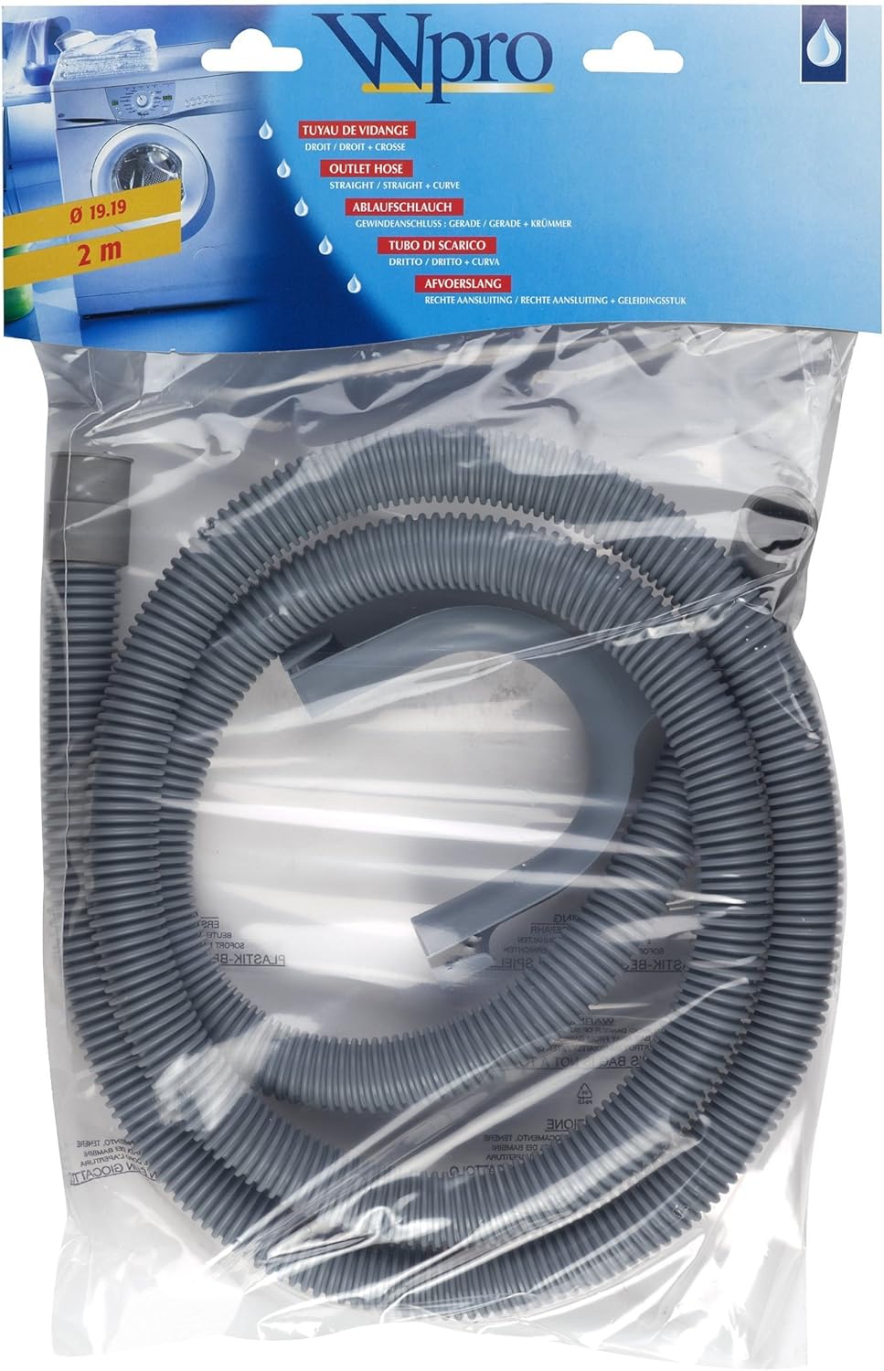 Wpro (2.5 m) Straight Angled/Accessories/TVS258 Washing Machine Drain