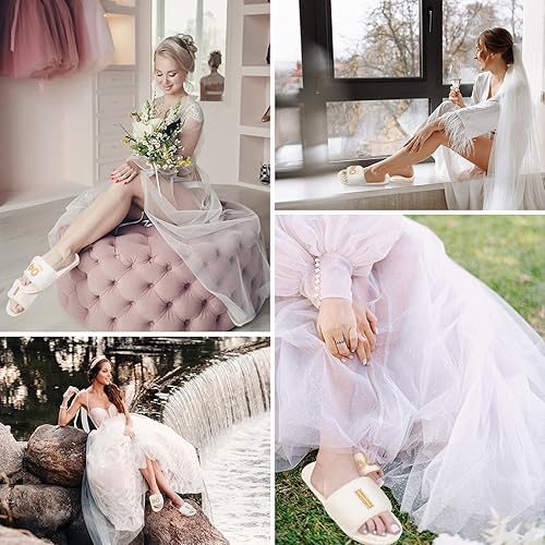 Miniatura 5 de Jiuguva Bata de novia y pantuflas para el día de la boda, dama de honor, despedida de soltera, regalos para despedida de soltera
