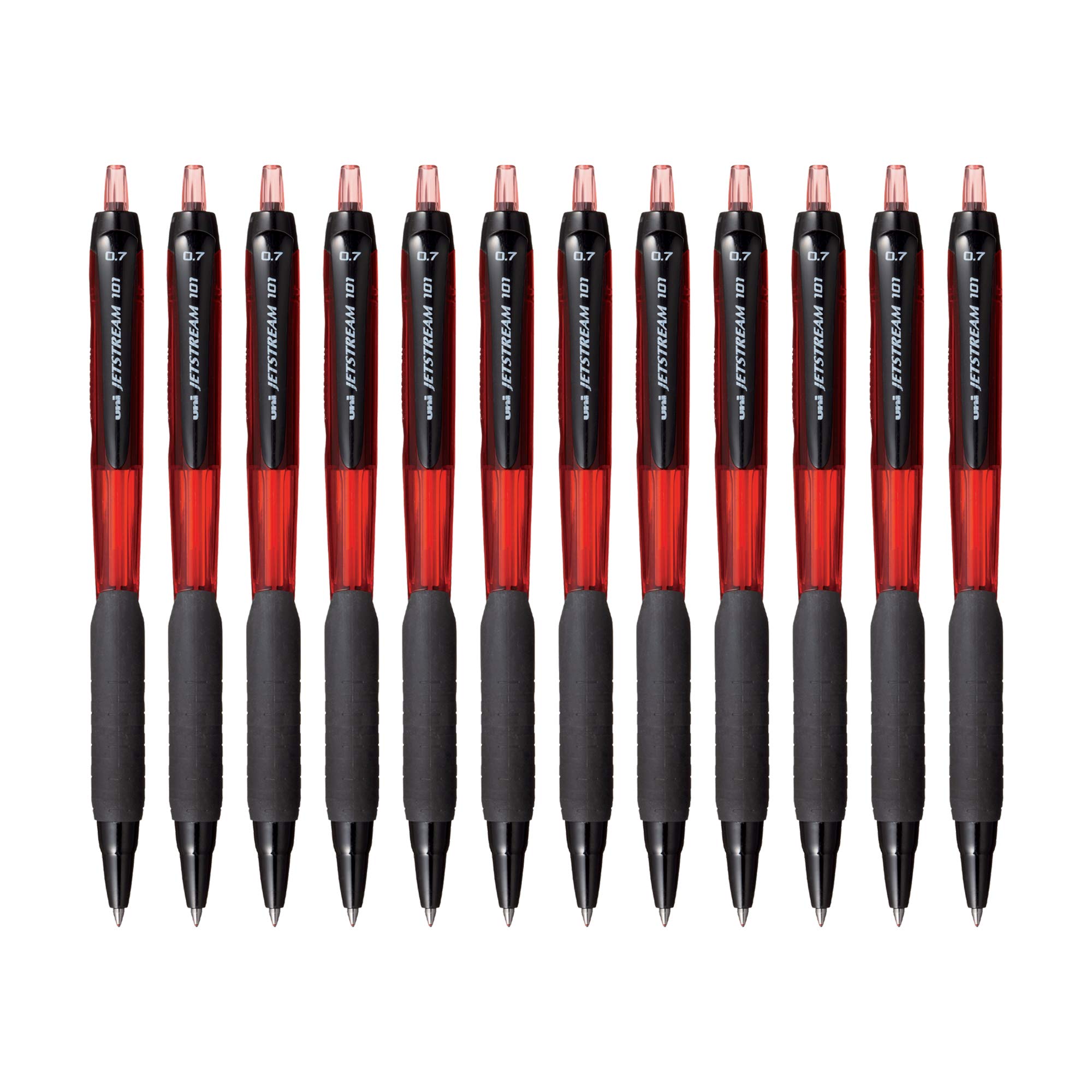 Uniball Jetstream SXN101 0.7mm Roller Ball Pen | Red Ink, Pack of 12