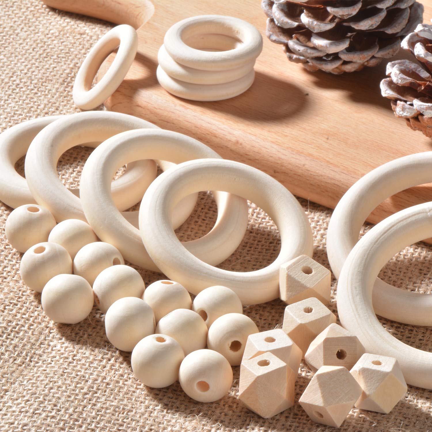 Artebeads Holzperlen-Set Mit 322 Teilen - Naturholz-Perlen Für Makramee & DIY-Schmuck