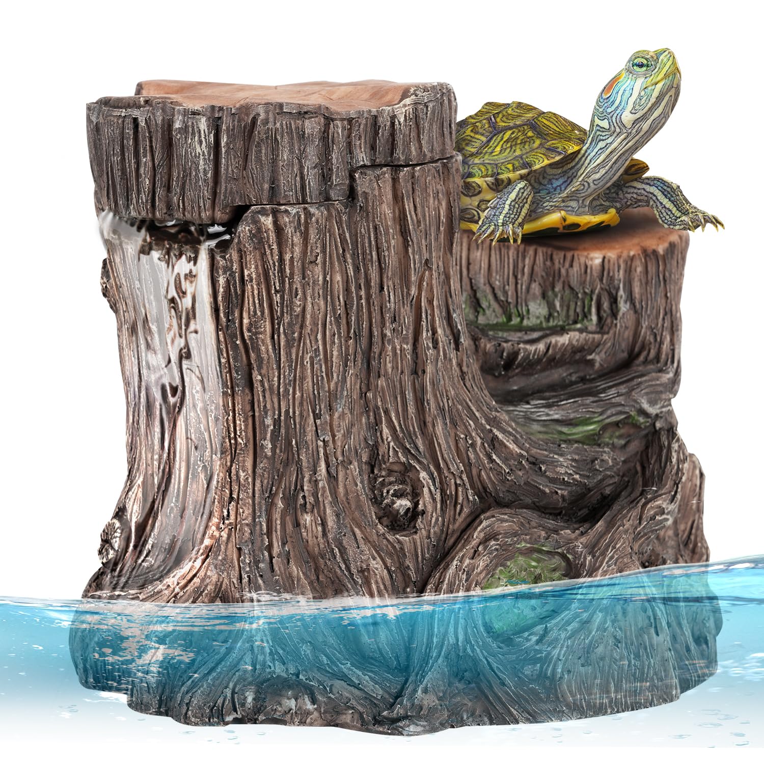 REPTI ZOO Turtle Tank Filter, 45GPH Aquarium Filter with Basking Platform Flow Adjustable Turtle Filter with Multi-Layer Filtration for Up to 10 Gallon