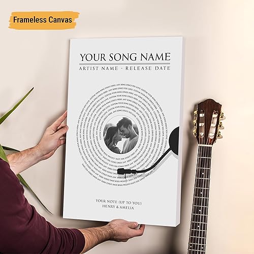 Vista 12 de VICILO Póster de letras de canciones personalizadas, enmarcado, lienzo personalizado, arte de pared, regalos para el día de San Valentín para él