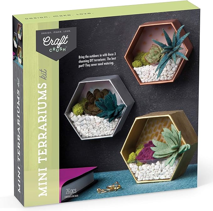 Craft Crush Mini Terrariums Craft Kit Make 3 Geometric
