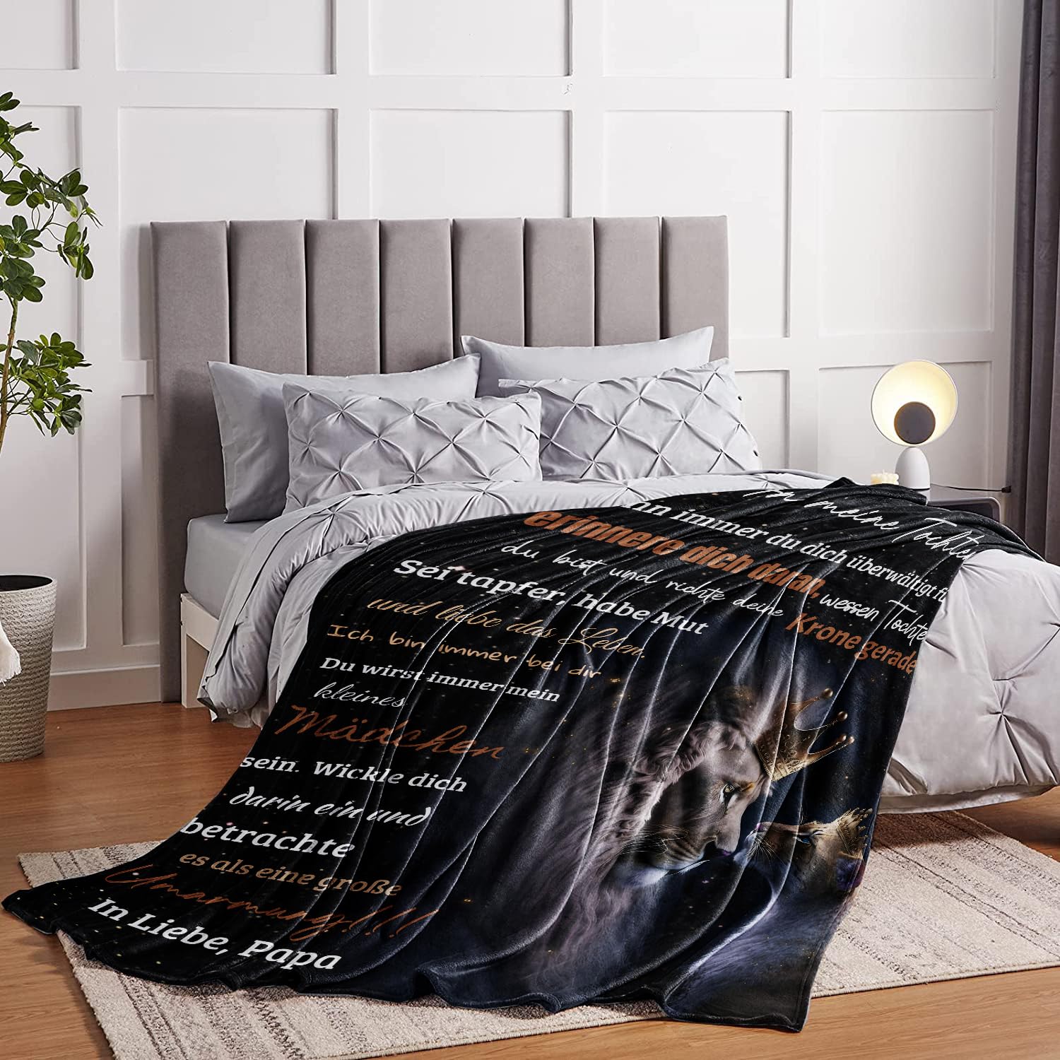 Ganeen Weihnachtsdecke Papa-Bär – Rot-schwarz Kariert, Flanell, 127x152 Cm, Geschenk Für Vater