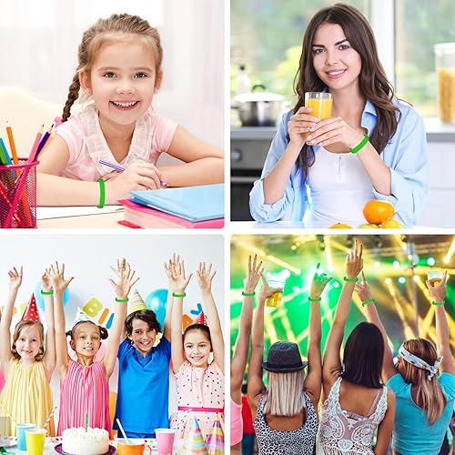 Miniatura 5 de Morcheiong Pulseras de goma en blanco, 100 pulseras de silicona verde para hombres, mujeres y adolescentes