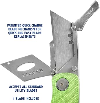 Sheffield Folding Utility Knife 3 Pack, Quick Change Utility Knife Blades, Compact Aluminum Handle, Box Cutter, Razor Blades Included