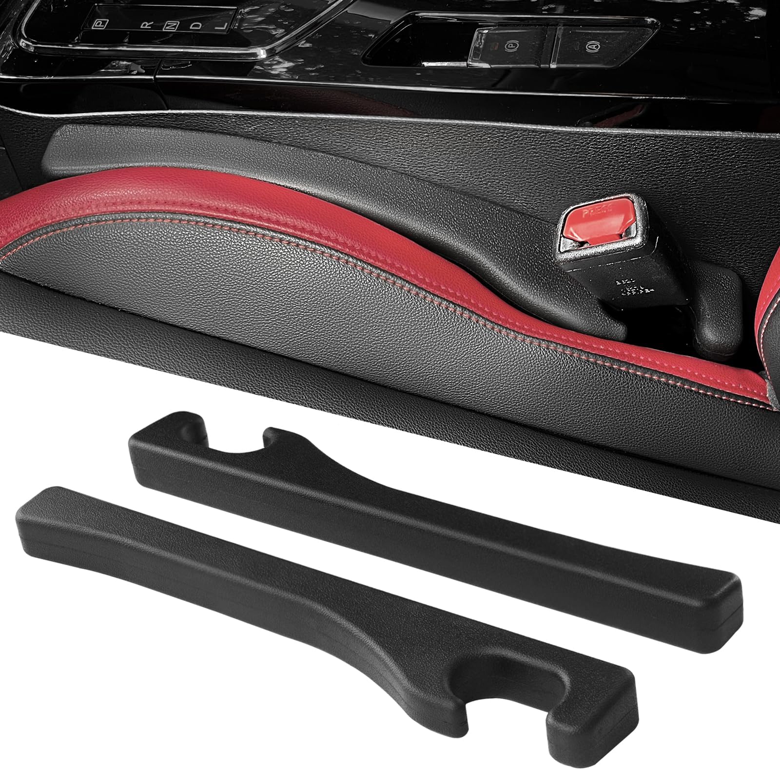 KAYZT Seat Gap Filler Universal Fit Car SUV to Fill The Gaps Between Seat and Console Blocker Stopper Pack of 2 Black