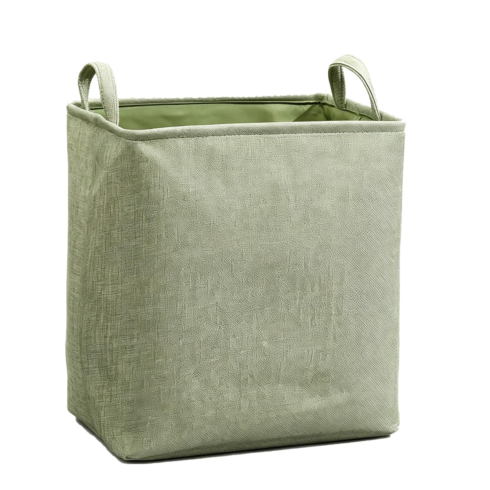 Cesto For La Biancheria In Tessuto,Cesto For Vestiti Aperto Con Parte Superiore In Cotone E Lino,Contenitore For Armadio Con Doppi Manici,Organizer Pieghevole(Green,14.6x12.6x16.9in)