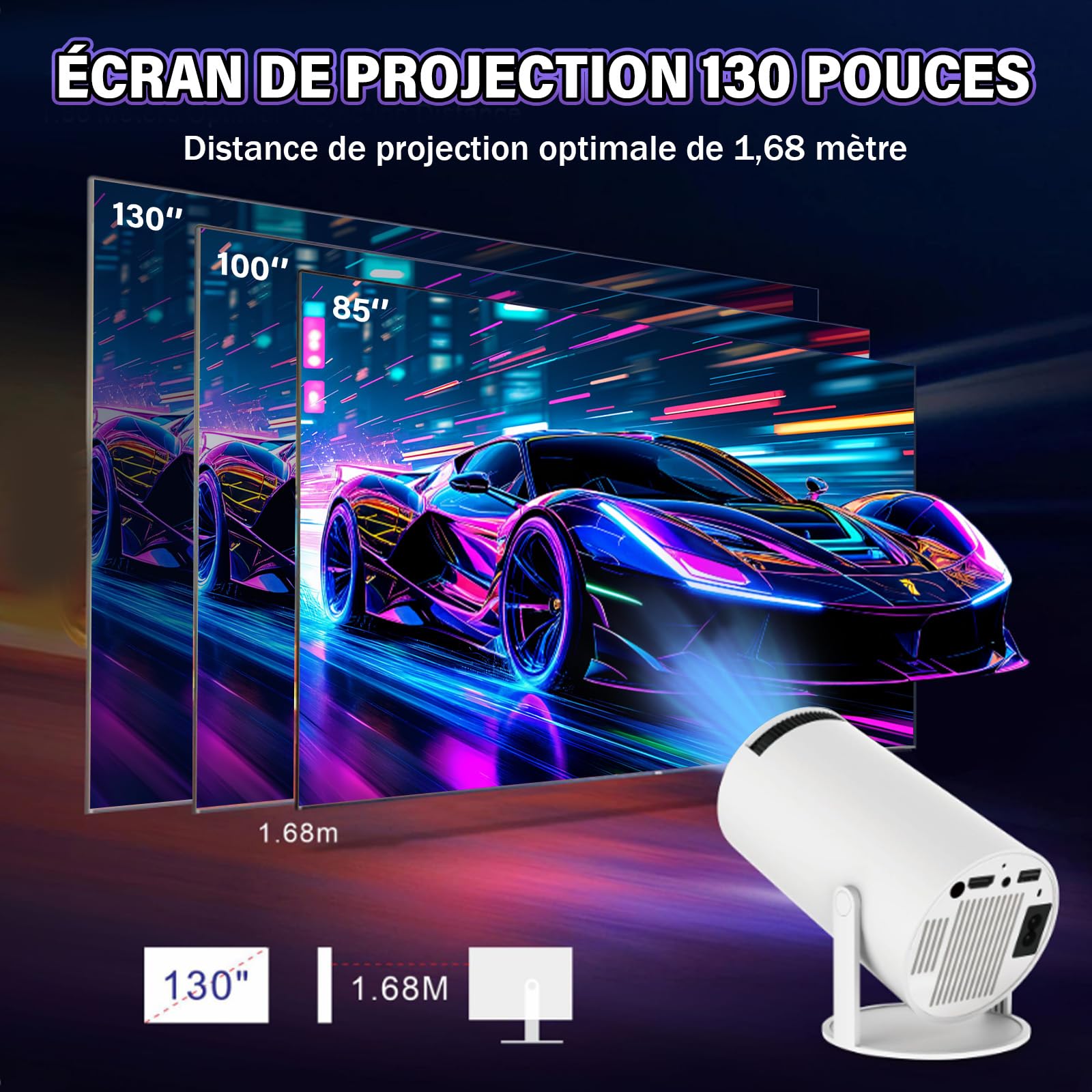 M300 Max Projecteur Portable avec WiFi et Bluetooth, Projecteur sans Fil avec 36000+ Jeux 14 Émulateurs, 130 Lumen, 1024 * 600P, Console de Jeux Android 11 pour Home Cinéma, Extérieur (Boîte Rouge)