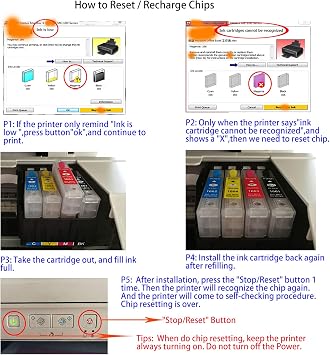Empty Refillable Ink Cartridge Replacement For Ep 27 or 27XL Ink,Works With WorkForce WF-3640DTWF WF-7110DTW WF-7610DWF WF-7620DTWF WF-7720DTWF WF-7715DWF WF-7710DWF WF-7210DTWF Printer