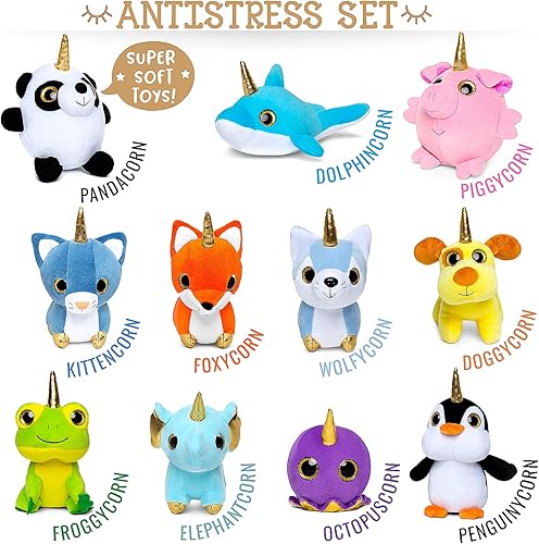 Miniatura 5 de Naturally KIDS Animales de peluche, regalos para niños y niñas, juego de juguetes de unicornio de peluche 11