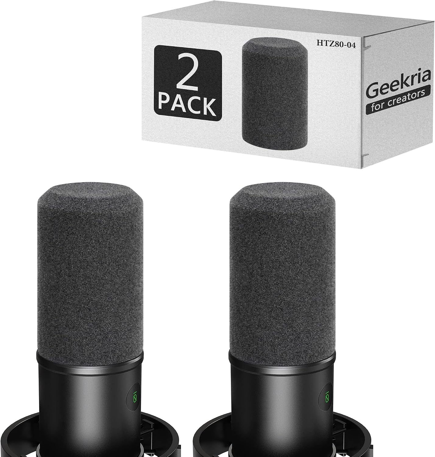 Geekria for Creators Foam Windscreen Compatible with Fifine AmpliGame K688 Microphone Antipop Foam Cover, Mic Wind Cover, Sponge Filter, Flocked Mic Windscreen (Grey / 2 Pack)