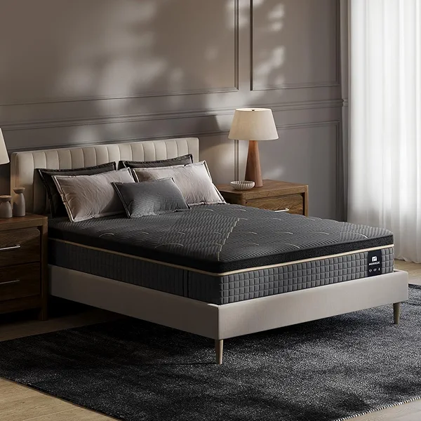 Queen Mattress in A Box 12 Inch Hybrid Mattresses Medium Firm with Cooling Gel, Memory Foam and Pocket Spring, for Pressure Relief