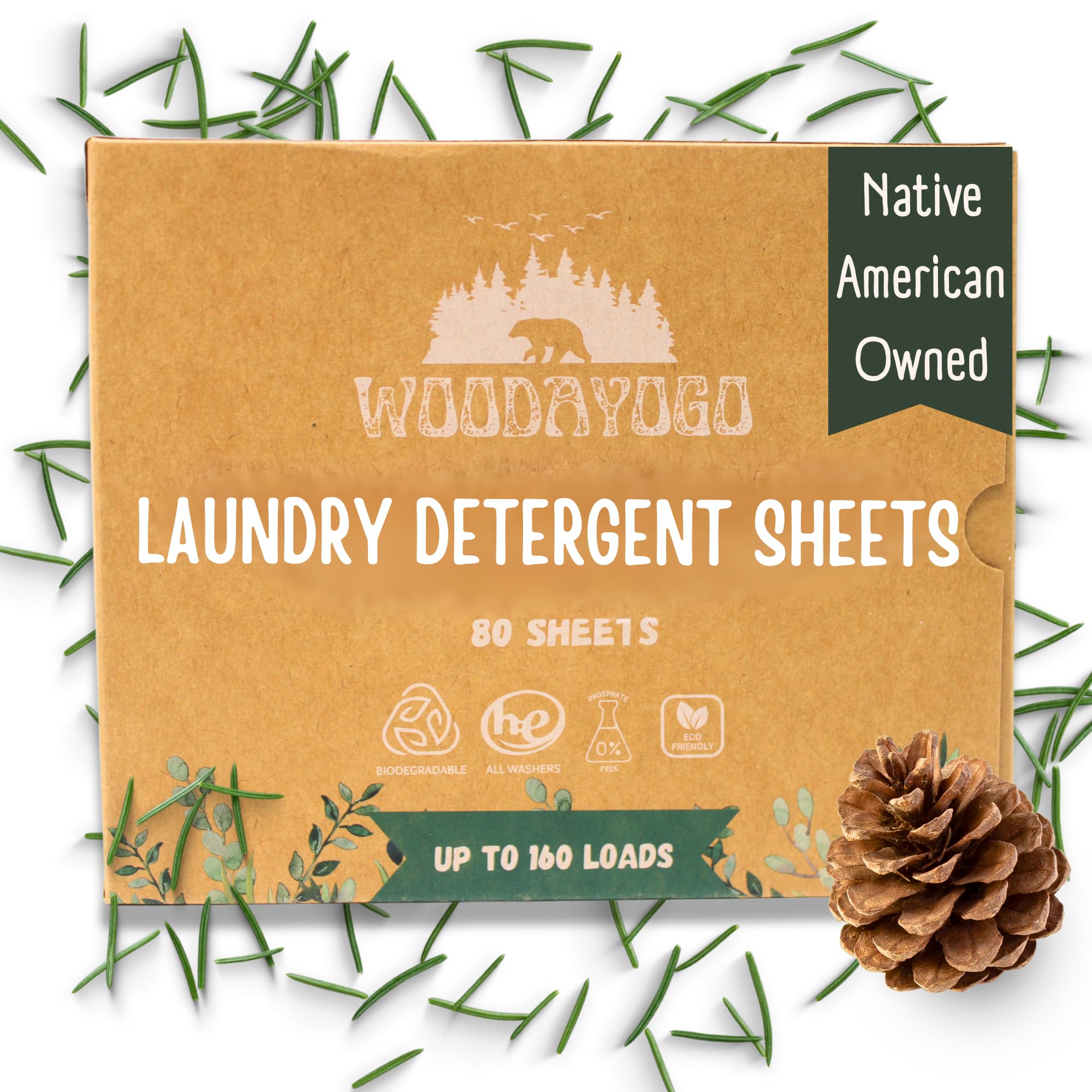 Laundry Detergent Sheets - Eco Friendly Hypoallergenic Laundry Detergent for Sensitive Skin, Natural Plant-Based Smell (80 Sheets - up to 160 Loads)