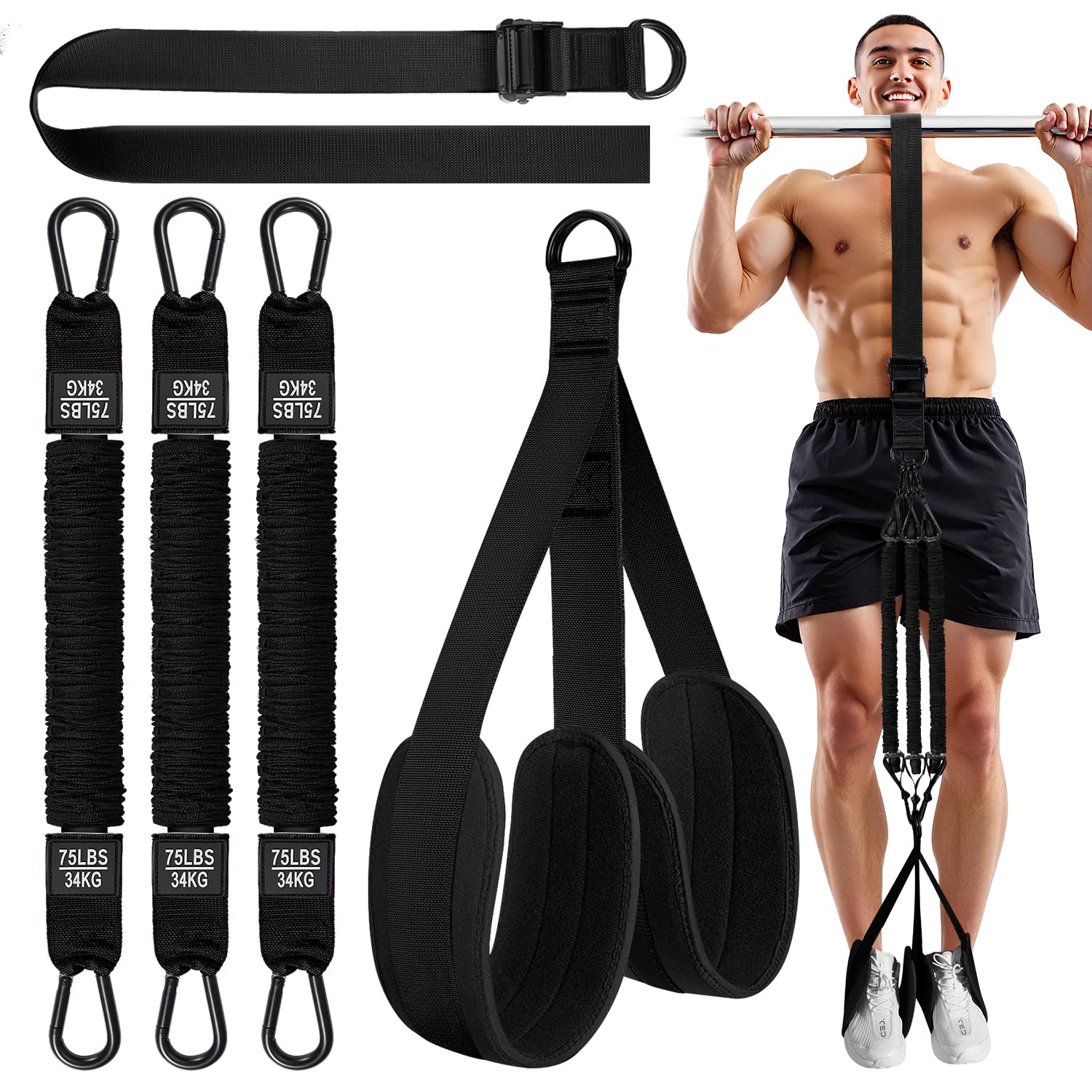 HPYGN Klimmzughilfebänder, Klimmzug Bänder, Widerstandsbänder Pull Up Klimmzughilfe mit Verstellbarem Widerstand/Höhe, Krafttraining, Home Gym Pull up Band für Anfänger beim Klimmzugtraining